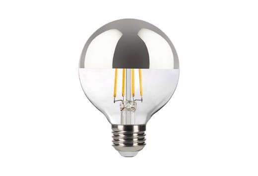Decorative LED Filament Globe Lamp, G25, Clear, FLED4, 90 CRI, 2700K, E26 Base, Dimmable, Silver Bowl