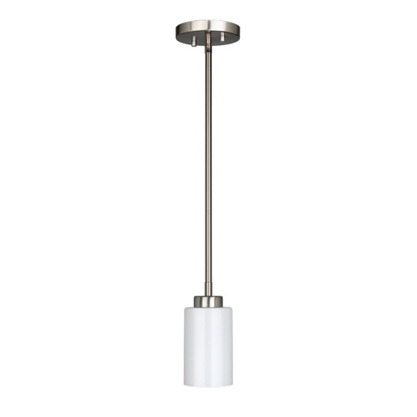 Everlyn 1-Light Pendant, Frosted Glass, Brushed Nickel