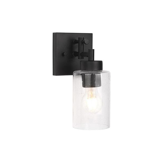 GlobaLux Everlyn 1-Light Bath Vanity, Clear Seeded Glass, Black Finish