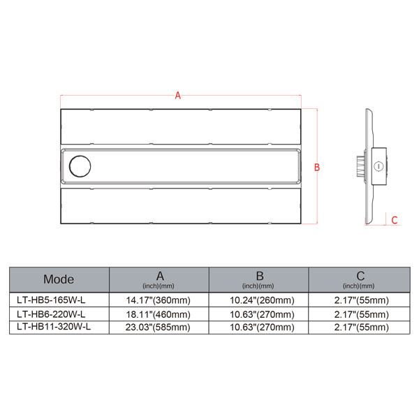 Lum-Tech LT-HB11 Power & CCT Tunable LED Linear High Bay, 225W/275W/320W, 4000K/5000K, 120-347V