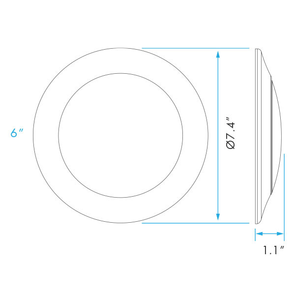 Lum-Tech LT23863 LED Surface Mount Disk Light, 6", 15W, 1000 lm, 120V, 5CCT Selectable 2700K/3000K/3500K/4000K/5000K, CRI 80, Triac Dimmable, Wet Location Rated, ETL Listed