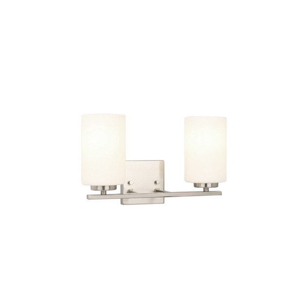 Burling 2-Light Vanity, Frosted White Glass, 2 x 60W, 120V, Medium Socket, Brushed Nickel|Black|Aged Brass