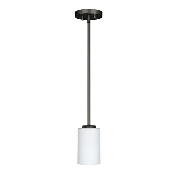 GlobaLux Burling 1-Light Mini-Pendant, Frosted White Glass, Brushed Nickel|Black|Aged Brass, 120V, 1 x 60W