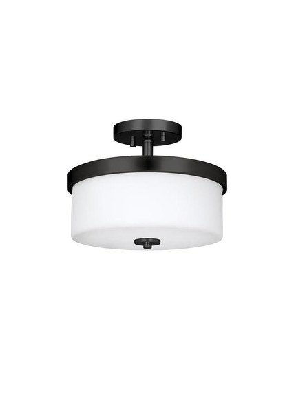 Burling 2-Light Pendant/Semi-Flush Convertible, 2x60W, 120V, Medium Base, Frosted White Glass, Brushed Nickel|Black|Aged Brass
