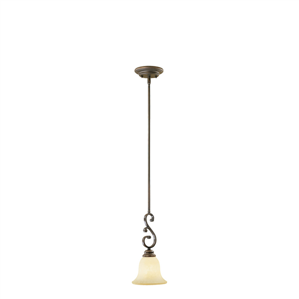 Millennium Lighting Oxford One-Light Mini Pendant, 1-Light, Medium (E26) Base, 100W, 120V, Rubbed Bronze, Turinian Scavo Glass