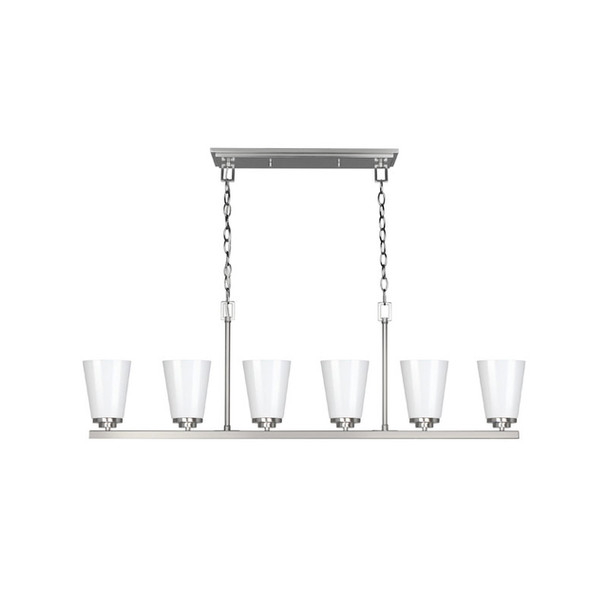 Craydon Linear, 6-Light, Frosted White Glass, Black|Brushed Nickel|Aged Brass