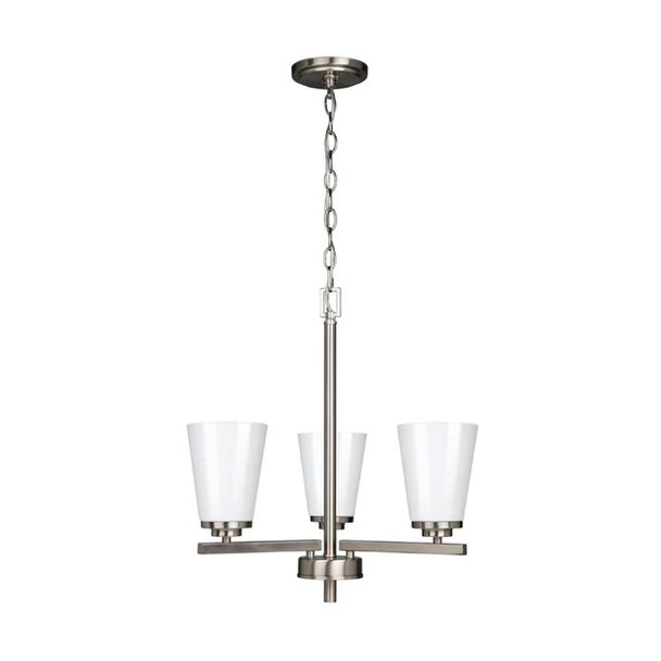 Craydon Chandelier, 3-Light, Clear Glass, Black/Brushed Nickel/Aged Brass, 120V