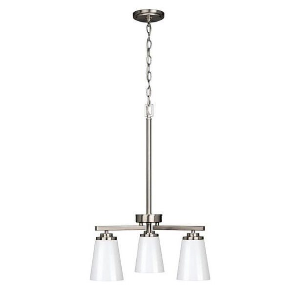 Craydon Chandelier, 3-Light, Clear Glass, Black/Brushed Nickel/Aged Brass, 120V