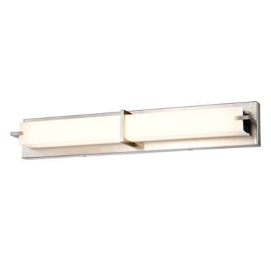 View of 18W LED Vanity Light, Satin Nickel Finish Acrylic Shade, Multi-Color ...