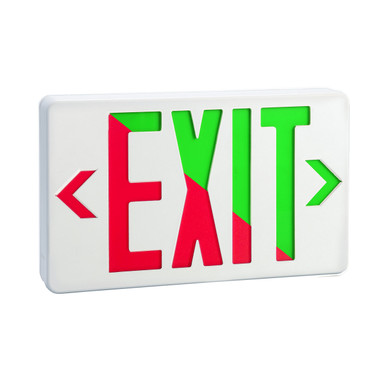 Dual Color LED Exit Sign, Red/Green Selectable, 120/277VAC, Ni-Cad Battery