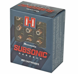 Hornady Subsonic .45 ACP 230 Grain XTP ammunition is engineered for quiet, consistent velocities and reliable expansion when used in suppressed pistols. Featuring the time-tested XTP bullet, this subsonic load offers excellent accuracy, deep penetration, and controlled terminal performance, making it ideal for training or defensive applications. Customers searching for hornady subsonic 45 acp, 230gr xtp ammo, quiet suppressed pistol loads, subsonic handgun rounds, or premium .45 ACP defensive ammunition will find this cartridge a top choice. Available online or in store at Sturgis Guns in Sturgis, SD.