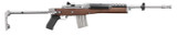 Ruger Mini-14 Tactical 223/5.56 NATO 18.5" 20rd Rifle, Stainless / Wood Folder TB, Ruger Mini 14 Tactical folder rifle, stainless Mini-14 wood stock, Ruger 223 rifle folding stock, Mini 14 threaded barrel close up, Ruger ranch rifle side view, tactical Mini14 rifle