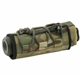 T&K Kilo suppressor cover MultiCam, 6 inch suppressor heat cover, bolt action rifle suppressor wrap, suppressor mirage cover close up, MultiCam suppressor accessory, precision rifle suppressor gear