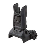 Magpul Industries Mbus Pro Front Flip Sight Blk MAG257-BLK, Magpul MBUS Pro front sight black, steel AR15 flip up sight, low profile backup iron sight close up, Magpul tactical rifle sight, AR front sight detail, MBUS Pro accessory