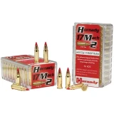 Hornady Varmint Express Rimfire .17 Mach 2 ammunition loaded with a 17-grain V-MAX® polymer tip bullet. Delivers exceptional accuracy, flat trajectory, and rapid expansion for varmint hunting and target shooting. 50 rounds per box. UPC: 090255831771.