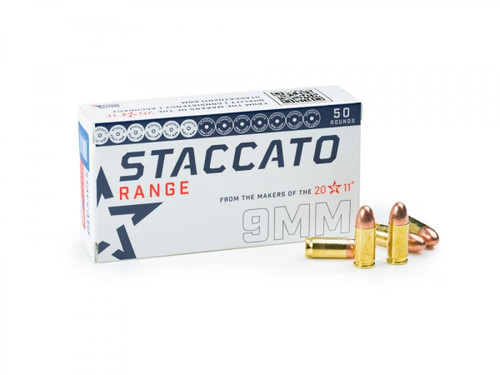 Staccato Range 9mm Ammo 124 Grain Full Metal Jacket QTY 50 - 1-919LHA124FMJ-STAC