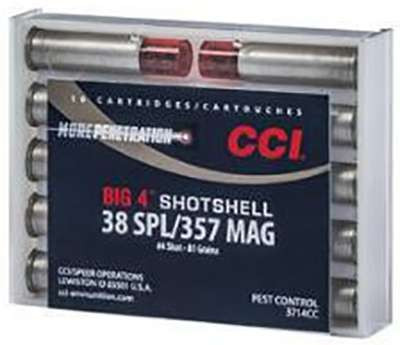 CCI Ammunition Pest Control Big 4 Shotshell .357 Magnum/.38 Special 84 Grain Brass Centerfire Pistol Ammunition 3714CC