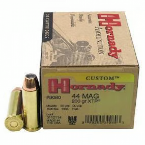Hornady Custom .44 Remington Magnum 200 grain XTP Jacketed Hollow Point ammunition is engineered for dependable accuracy and controlled terminal performance. The XTP bullet is known for consistent expansion and deep penetration, making this load suitable for defensive use, hunting, and range shooting. Built with Hornady’s quality components and reliable ignition, it performs consistently in revolvers and compatible carbines. Customers searching for Hornady Custom .44 Magnum ammo, 200gr XTP hollow points, premium revolver ammunition, or dependable handgun hunting rounds will find this a trusted option. Available online or in store at Sturgis Guns in Sturgis, SD.