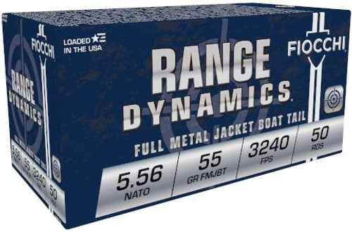 Fiocchi Range Ammunition Shooting Dynamics Rifle Ammo Brass 5.56 50-Rounds 55 Grain FMJBT
