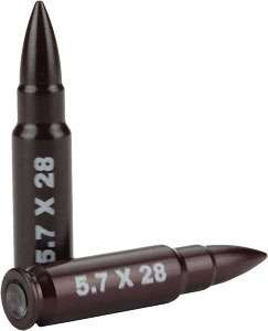 A Zoom 5.7x28 snap caps, 5.7 dummy rounds training, snap caps aluminum rounds, firearm training ammo 5.7x28, A Zoom snap caps close up, dry fire training rounds, gun safety practice ammo