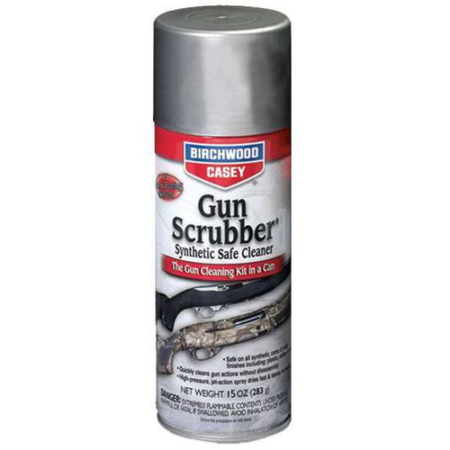 Birchwood Casey Gun Scrubber Synthetic Firearm Cleaner is a powerful, fast-acting aerosol cleaner designed specifically for modern firearms with synthetic and polymer components. This 15 oz spray quickly removes carbon buildup, grease, oil, and fouling while drying fast and leaving no residue behind. Ideal for routine maintenance on pistols, rifles, and shotguns, it helps keep actions running smoothly without disassembly. Customers searching for Birchwood Casey Gun Scrubber, polymer-safe firearm cleaners, aerosol gun cleaning sprays, or effective carbon removers will find this an essential maintenance product. Available online or in store at Sturgis Guns in Sturgis, SD.