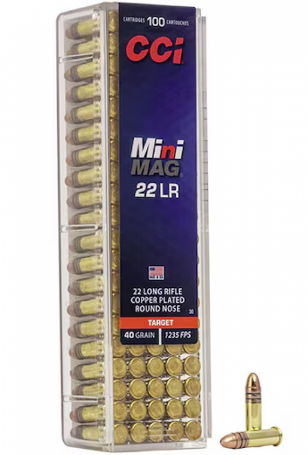 CCI Ammunition Mini-Mag 22LR Ammo 40 Grain Plated Round Nose - 0030