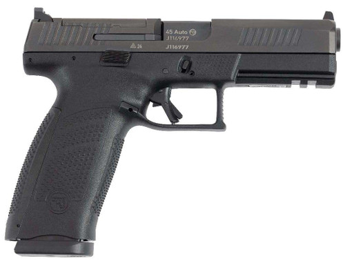 CZ-USA P-10 F 45 ACP OPTICS READY 13RND 3-DOT FS BLACK 91591, The CZ P-10 F Optics Ready is a full-size striker-fired pistol designed to deliver exceptional reliability, accuracy, and modern optics compatibility. Chambered in .45 ACP, this handgun combines CZ's renowned ergonomics with a high-capacity 13-round magazine and an optics-ready slide for enhanced versatility.