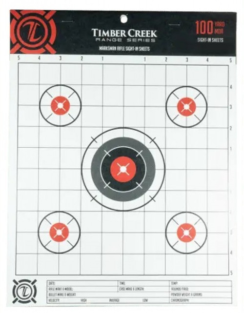 Timber Creek Marksman Rifle Sight-in Targets 100yd MOA 10" 15 Targets