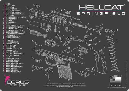 CERUS GEAR CLEANING MAT SPRINGFIELD HELLCAT SCHEMATIC - CHARCOAL GRAY/PINK CERUS GEAR CLEANING MAT SPRINGFIELD HELLCAT SCHEMATIC - CHARCOAL GRAY/PINK