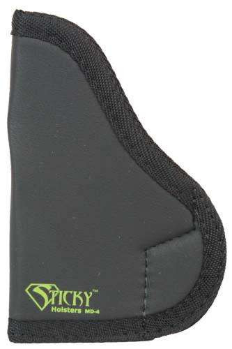 The Sticky Holsters MD-4 Medium IWB Ambidextrous Holster offers a simple, comfortable concealed carry solution for single-stack and sub-compact pistols with barrel lengths up to 3.6 inches. Its high-friction outer material keeps the holster securely in place inside the waistband without the need for clips, loops, or hardware, while the soft interior protects your firearm’s finish. Ideal for everyday concealed carry, appendix, or cross-draw use, it adapts easily to different carry positions. Customers searching for Sticky Holsters MD-4, ambidextrous IWB holsters, or clipless concealed carry holsters will find this a reliable choice. Available online or in store at Sturgis Guns in Sturgis, SD.