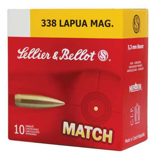 Sellier & Bellot Rifle 338 Lapua Mag 250 gr Hollow Point Boat Tail (HPBT) 10 Bx SB338LMA Sellier & Bellot Rifle 338 Lapua Mag 250 gr Hollow Point Boat Tail (HPBT) 10 Bx SB338LMA