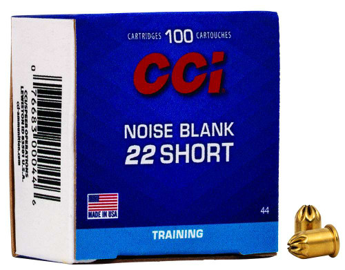 CCI Ammunition .22 Short Noise Blank 100 Rounds Crimped Brass - 0044 CCI Ammunition .22 Short Noise Blank 100 Rounds Crimped Brass - 0044
