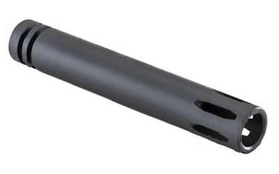LUTH-AR 5.5" FLASH HIDER 1/2 X 28 5.56 - BL-55, Luth AR 5.5 flash hider, AR15 flash suppressor 1/2x28, extended muzzle device close up, retro AR flash hider, 5.56 rifle muzzle accessory, threaded flash hider