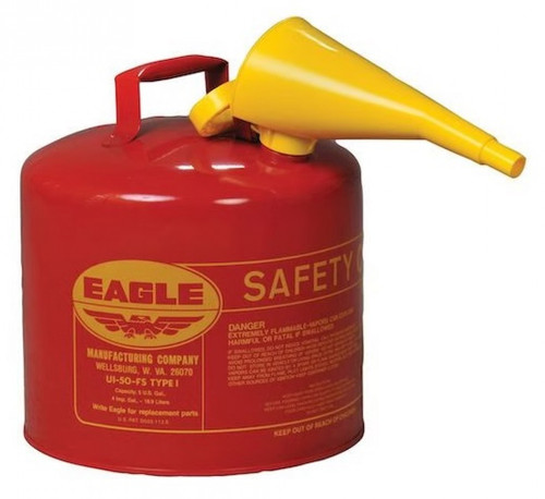 This 5 Gallon Steel Safety Can Type I is designed for safe handling, storage, and dispensing of flammable liquids in workshops, garages, farms, and industrial settings. Constructed from heavy-duty steel with a high-visibility red finish, it includes an internal flame arrester to help prevent flashback ignition and a flexible funnel for clean, controlled pouring. Ideal for fuel, solvents, and other flammable fluids, this safety can helps reduce risk while supporting compliance and safe work practices. Customers searching for steel safety cans, Type I fuel containers, flammable liquid storage cans, or industrial safety equipment will find this a dependable solution. Available online or in store at Sturgis Guns in Sturgis, SD.