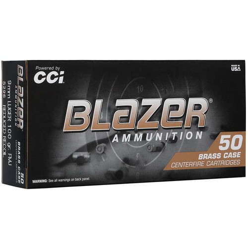 CCI BLAZER BRASS AMO 9MM 100GR FMJ 50RD BOX - 5296, CCI Blazer Brass 9mm 100-grain FMJ ammunition delivers reliable performance, consistent accuracy, and clean shooting for range training and target practice. Designed for dependable cycling in semi-auto pistols and carbines, it provides affordable, high-quality performance ideal for high-volume shooting and everyday range use.