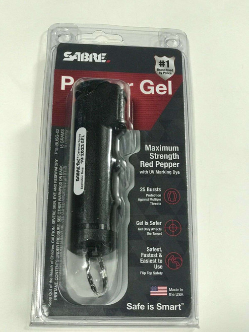 Sabre Fast Flip Top Pepper Gel with Snap-Clip Keychain - F15-BUSG-02, Sabre Fast Flip Top Pepper Gel with snap-clip keychain offers compact, convenient personal protection with quick-access deployment. Designed to reduce wind blowback and provide focused gel delivery, it attaches easily to keys, purses, or bags for everyday carry. Ideal for personal safety and self-defense situations requiring portable, easy-to-use protection.