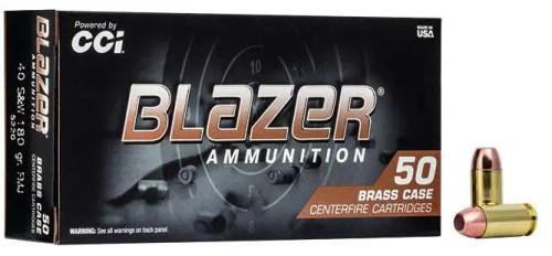 CCI Blazer Brass .40 S&W 180-grain Full Metal Jacket ammunition is designed for dependable range training and target practice. Featuring brass cases for reliable feeding and reloadability, this load provides consistent accuracy and manageable recoil. Ideal for high-volume shooting sessions and routine practice with .40 Smith & Wesson pistols