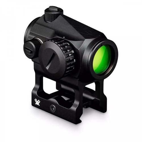 Vortex Crossfire green dot sight, 2 MOA green reflex optic, Vortex 1x21 optic, pistol green dot optic Vortex, rifle optic green dot, Vortex Crossfire close up, reflex sight mounted firearm