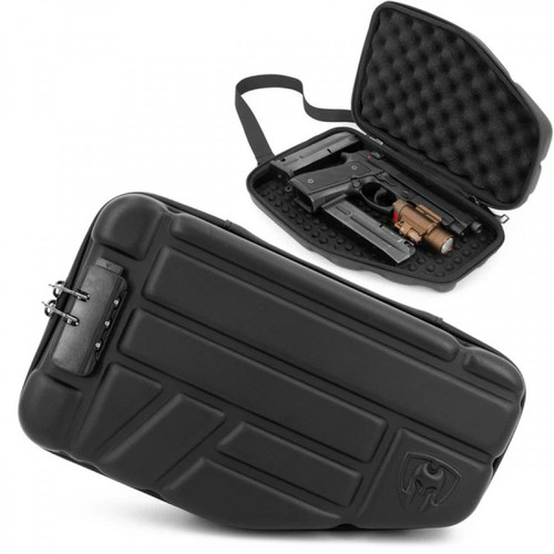 Casematix Locking Pistol Case Fits Small to Large 9mm Pistols with Room For Extra Clips and Attachments