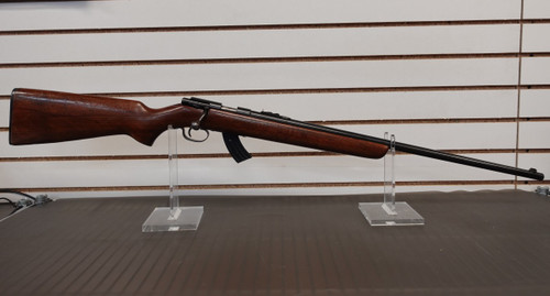 WINCHESTER 69A 22 LR 24" RIFLE, GROOVED TRIGGER, 1 MAG, 1 CLIP, Winchester 69A rifle, Winchester 22LR bolt action, Model 69A side view, vintage Winchester rimfire rifle, Winchester wood stock rifle, 22LR rifle
