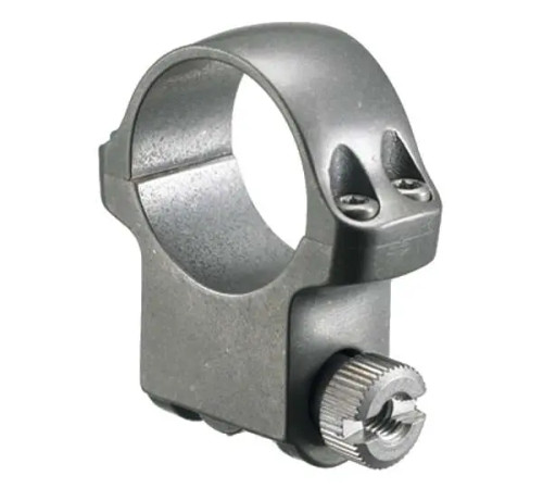 Ruger 1 inch high scope ring grey stainless, Ruger ring #5 close up, Ruger scope mount detail, stainless rifle scope ring, Ruger optics accessory, scope ring