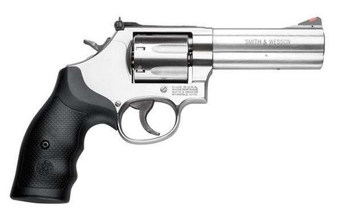 Smith & Wesson Model 686 Plus Medium .357 Mag/.38 S&W Spl +P Revolver, Satin Stainless - 164194, Smith Wesson 686 Plus revolver, S&W 357 Magnum stainless revolver, 7 shot 686 Plus side view, satin stainless wheel gun, Smith revolver close up, 38 Special 357 revolver