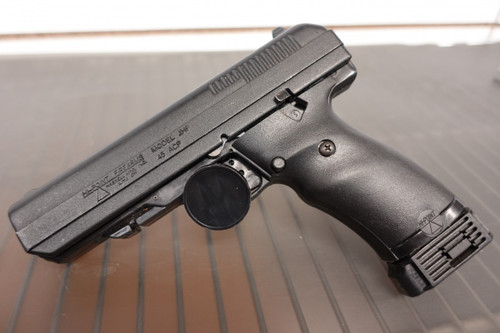 HI-POINT MODEL JHP .45 PISTOL, 1 MAG PRE-OWNED, Hi Point JHP 45, Hi-Point .45 ACP pistol, Hi Point handgun, JHP .45 pistol, Hi Point pre owned, affordable 45 ACP pistol, Hi Point defensive handgun, JHP 45 ACP, used Hi Point pistol, Hi Point firearm