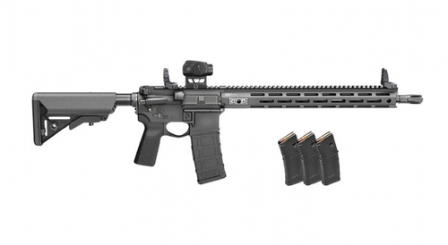 Springfield Armory Saint Victor V2 Gear Pac 5.56 16" Barrel 30-Rounds w/ Viridian Venta, 4 Mags, Springfield Armory SAINT Victor V2 Gear Pac chambered in 5.56 NATO. Features a 16-inch barrel, Viridian VENTA green dot optic, four Magpul PMAGs, premium rifle bag, and upgraded B5 furniture. UPC: 706397003845.