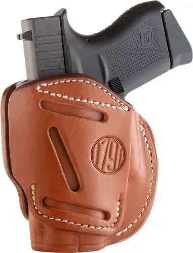 Carry comfortably with the 1791 Gunleather 3-Way OWB Leather Holster Size 2 in Classic Brown. Fits Glock 42, Ruger LCP, S&W Bodyguard, SIG P365, and similar compact pistols. Ambidextrous design supports vertical, horizontal, and cross-draw carry. UPC: 816161021590