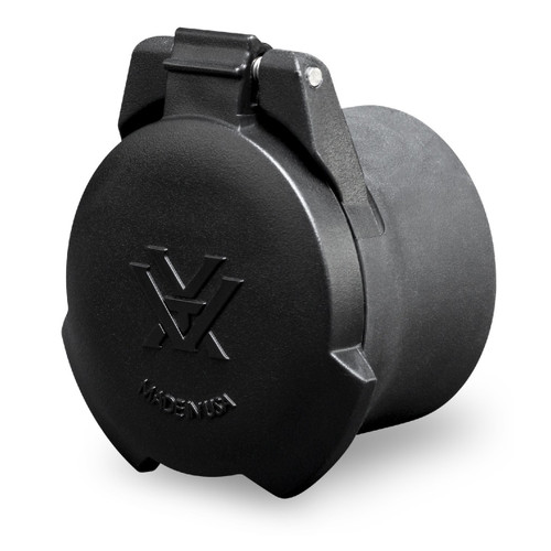 Vortex Optics Defender Riflescope Flip Cap - 44mm O-44 875874005884, Vortex Defender 44mm flip cap, Vortex objective lens cover O44, rifle scope flip up cover, Vortex scope protection cap, flip cap open closed, Vortex optics accessory, scope lens cover 44mm