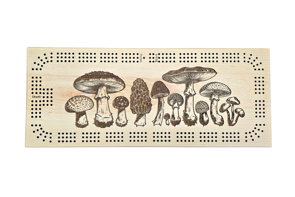 Mushrooms Cribbage Board