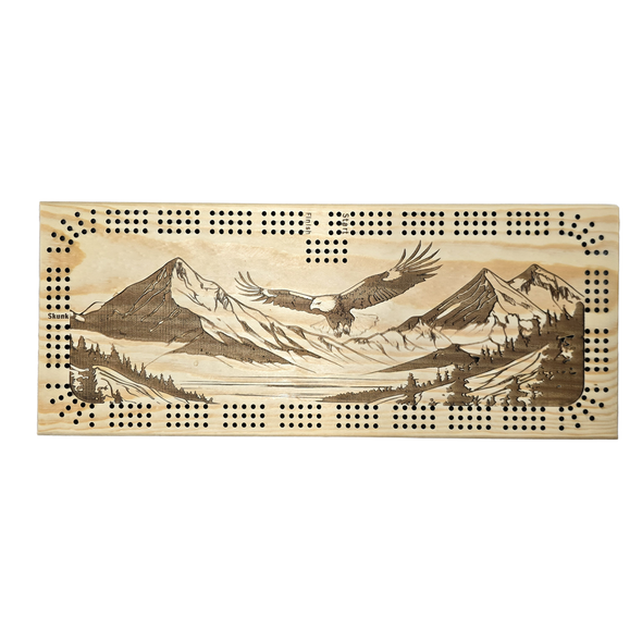 Eagle Flying  over a valley 1 Cribbage Board