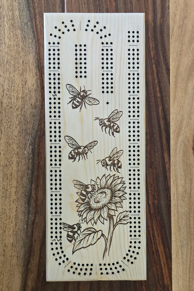 Bees & Flowers Cribbage Board