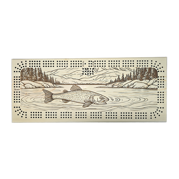 Fish Swimming in a River Cribbage Board